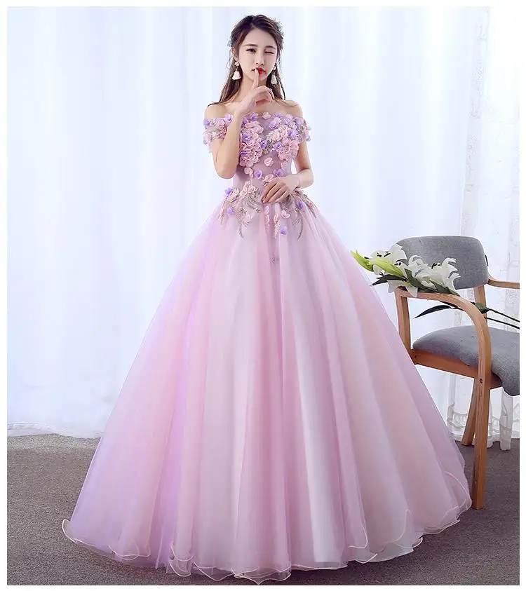 Quinceanera Dresses New Gryffon Elegant Boat Neck Party Prom Formal Ball Gown Sweet Floral Print