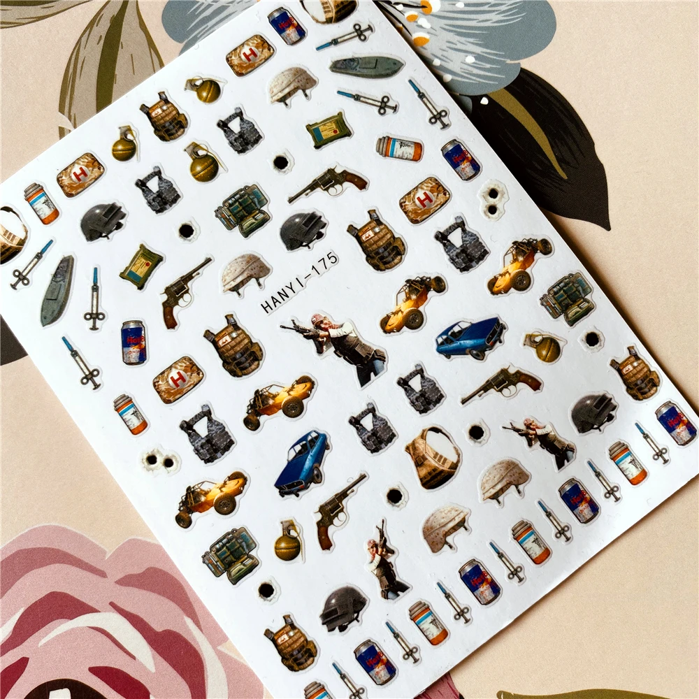 

HANYI-175 Fight Game props War 3D Back glue Nail decal Nail sticker Nail decoration Nail art Nail tool Nail ornament
