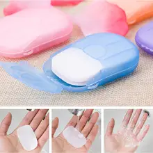 1/2/3/4/5 caixas que desinfectam sabonetes de papel que lavam a mão mini folhas de fatia perfumadas descartáveis que espumam o papel da caixa do sabão (1 caixa = 20 pces)