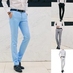 2021 Men's Spring Autumn Fashion Business Casual Long Pants Suit Pants Male Elastic Straight Formal Trousers Plus Big Size
