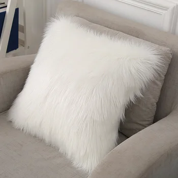 

European Style Plush Pillow With Core Wool Cushion Cover Home Ins Sofa Bedside Model Room Fox Hair Pillow