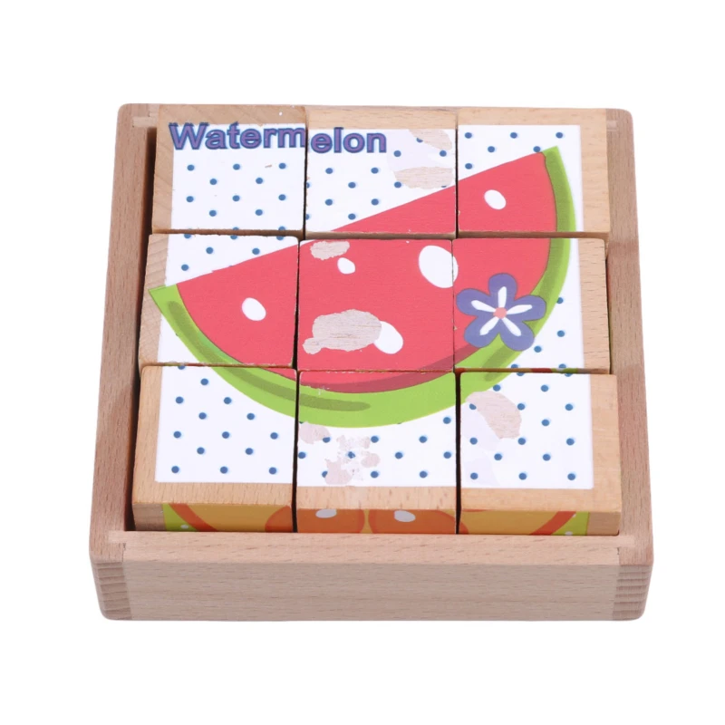 fruit Высококачественная Шестигранная картина, деревянная головоломка, 3D головоломка, игрушки для детей, Ранняя развивающая игрушка, куб, головоломка, подарки для детей - Цвет: fruit