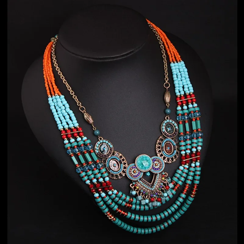 New Fashion Bohemian Handmade Beaded Necklace Women's Multi-layered Color Clothing Accessories Necklace
