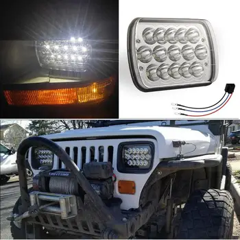 

5X7 7x6 Car Light 15 LEDs Headlights 150W 6000K Work Light Car Accessories For 1986-1995 Jeep Wrangler YJ 1984-2001 Cherokee XJ
