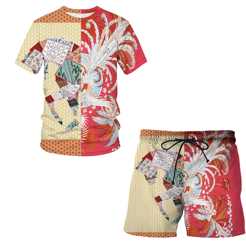 

3D Printed Men's T-shirt Shorts Set Men's Sportswear Tracksuit Men's Clothing Suit O Neck Short Sleeve Abstract animal Summer