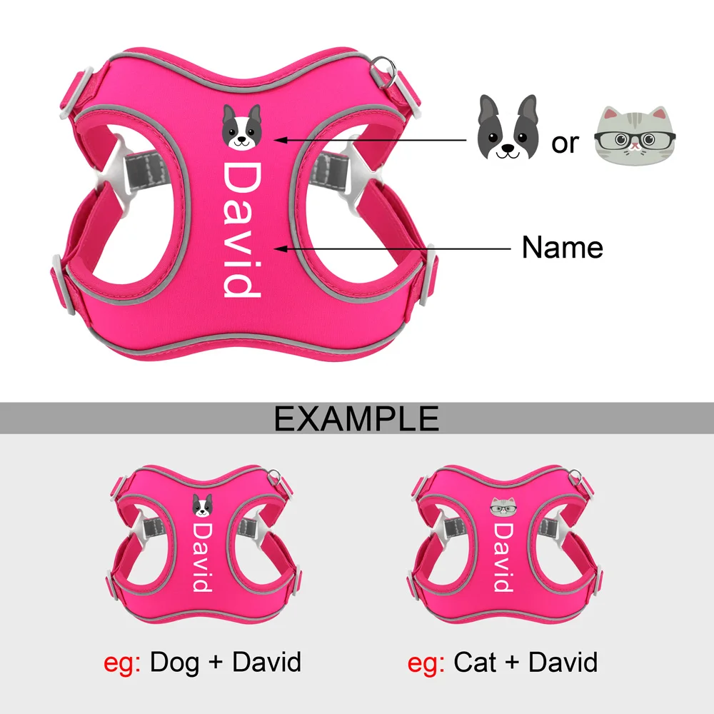 Custom Dog Harness Leash Set Personalized Dog Harness No Pull Reflective Adjustable Pet Harness Vest For Small Medium Large Dogs