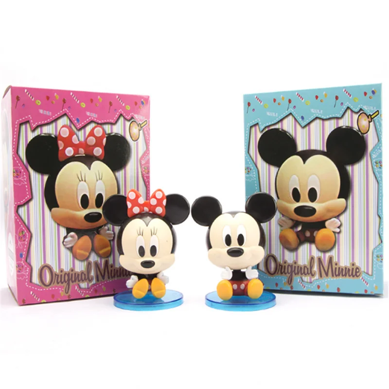 Disney Mickey Mouse Minnie Mouse Donald Duck Action Figure PVC Model Toys for Children Anime Figurine Disney Figuras Gift 2pcs