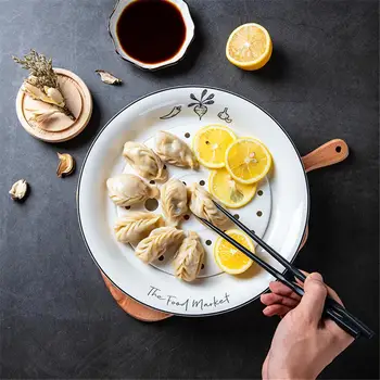 

10Inches Dual Purpose Dumpling Dish Hollow Out Fruit Ceramics Plate Bowl Dish Tableware for Microwave Oven Dishwasher