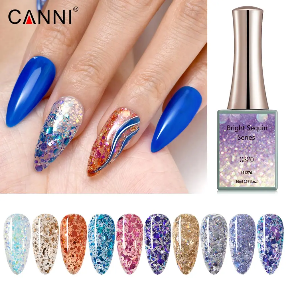 Canni New 16ml UV Nail Gel Polish Bright Sequin Series C311-C320 Glitter Salon NailArt Manicure Varnish Enamel Lacquer 2