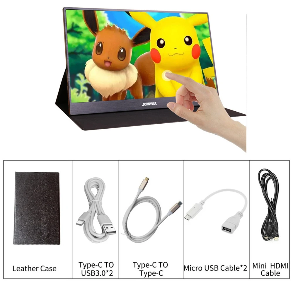 touchu creen JOHNWILL портативный игровой монитор с сенсорным экраном 15," lcd usb type-C ips hdmi Экстра тонкий для PS4 ноутбука телефона Xbox переключатель ПК 1080 - Цвет: touchu creen