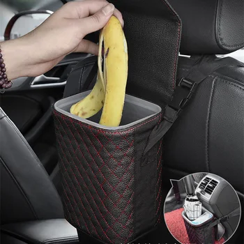 

Car Trash Bin For Tesla Model S Model X Model 3 Leather Garbage Can Waste Basket Interior Decoration Accessories