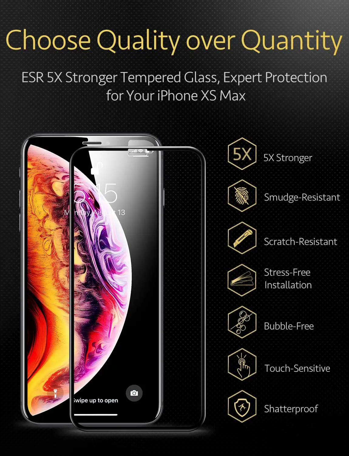 ESR, 2 шт./лот, Защита экрана для iPhone X, XS, XR, XS, Max, 3D, полное покрытие экрана, простая установка, прозрачная пленка из закаленного стекла премиум-класса