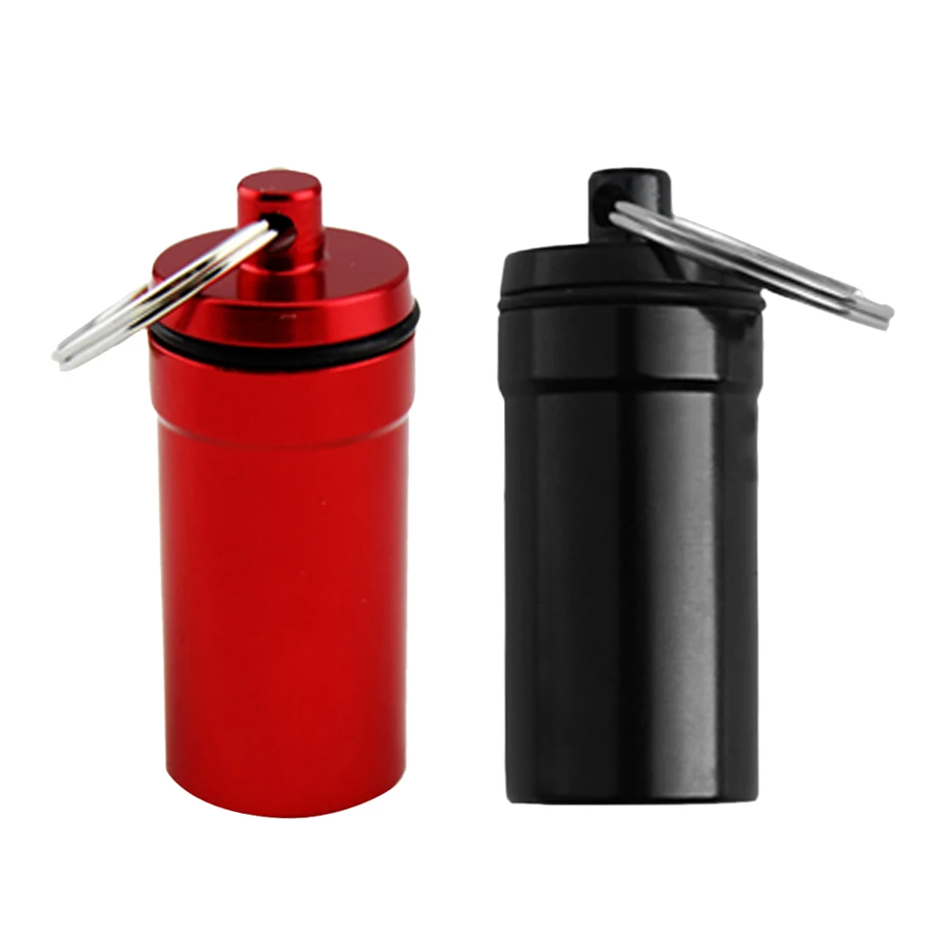 2pcs Small Pill Jar Box Medicine Case Holder Container Organizer Keychain