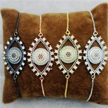 Регулируемый 10 шт./лот Cz браслет, нежный кубический циркон глаз Разъем Шарм компонент, модная недорогая бижутерия