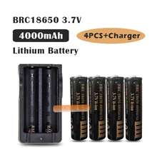 4 шт 18650 4000mAh 3,7 v литий-ионная аккумуляторная батарея+ умное зарядное устройство