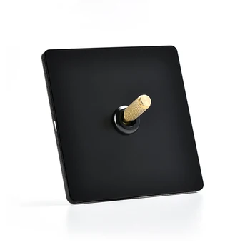 

86 Type Home Improvement 1-3 Gang 2 Way Wall Light Switch Retro Knurled Lever Black Stainless Steel Panel Switch