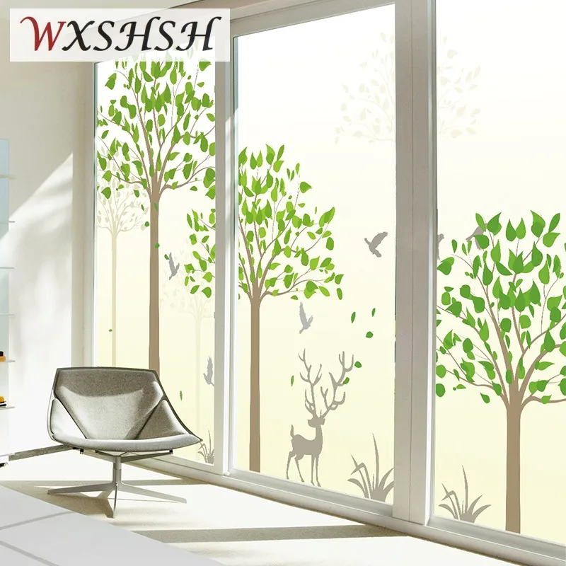 Custom Size Electrostatic Window Film Forest Home Decor Glare Reduction