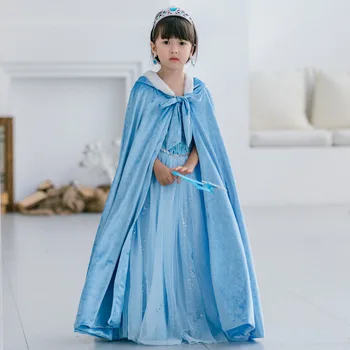 

Girls Elsa 2 Shawl Cloak Kids Christmas Shoulder Velvet for Girl Toddler Teen Party Birthday Winter Cosplay Children Clothes 3 6