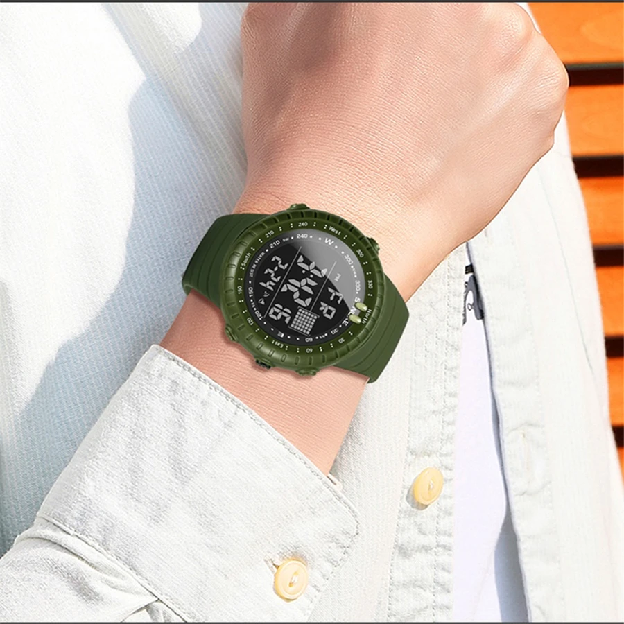 2021 New Men's Digital Watch Men Sports Watches Dual Time Pedometer Alarm Clock 50M Waterproof Military Watch Relogios Masculino