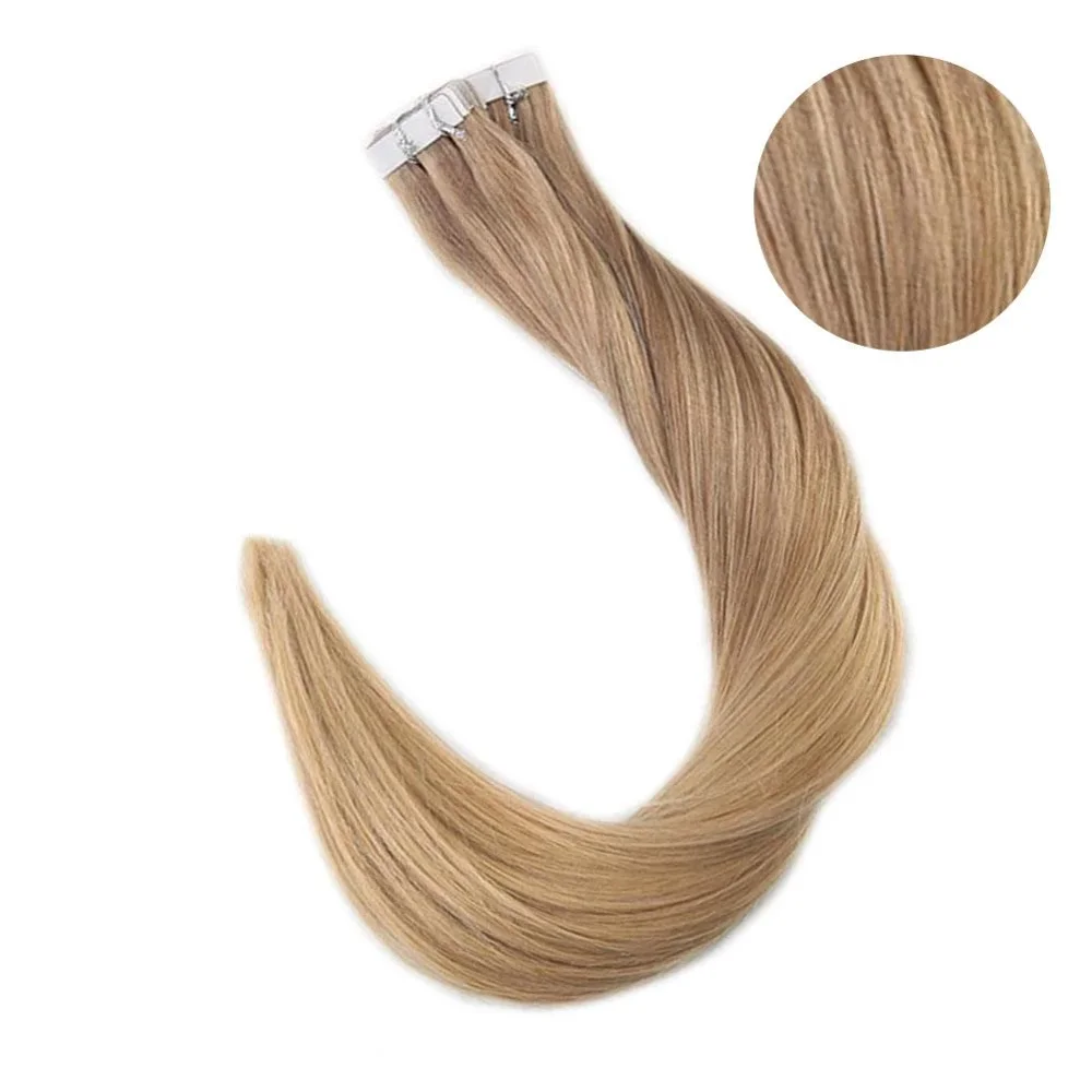Полный блеск Balayage цвет омбер человеческие волосы на ленте для наращивания 20 шт 50 г блонд коричневый лента для наращивания машина сделано remy - Цвет: 10 16 16