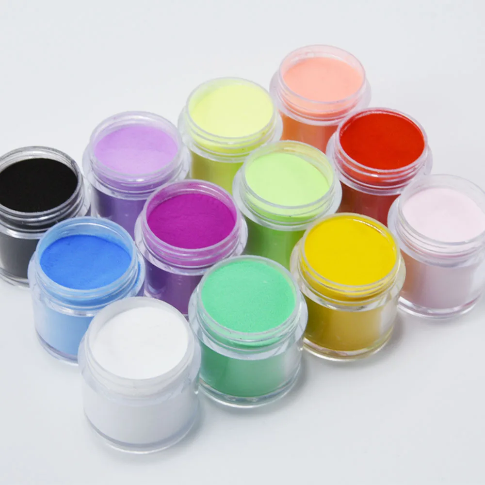 12bottles/set(8g) Acrylic Powder Dipping/carving Pigment Professional