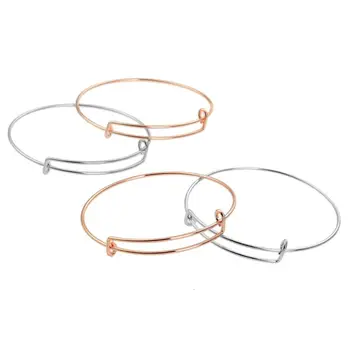

50 Pieces Expandable Bangle Bracelets Adjustable Wire Blank Bracelets for Women DIY Jewelry Making, Silver color gold color