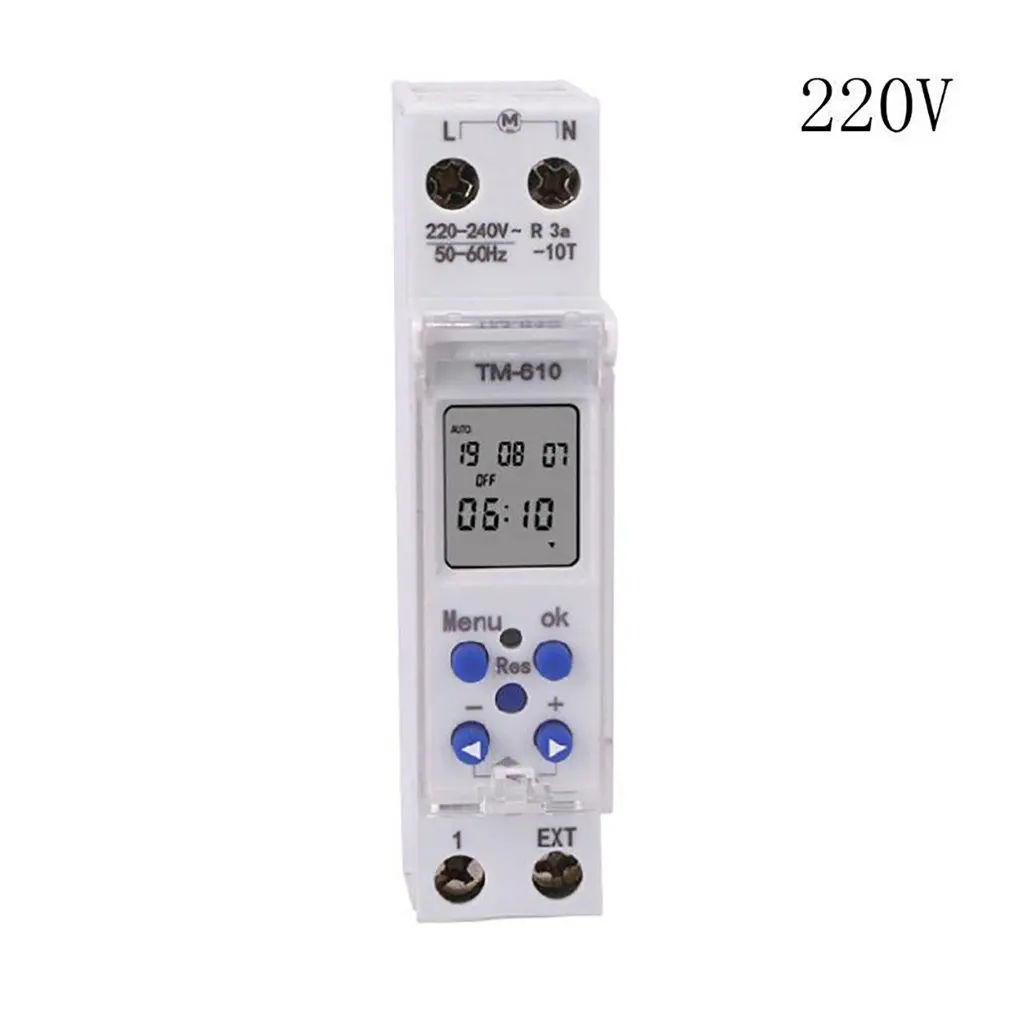 Программируемый таймер SINOTIMER TM610 ЖК-дисплей 18 мм один модуль Din-рейка 220 В внешний