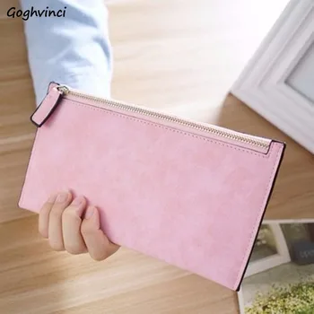 

Wallets Women Zipper Solid Simple Card Holder PU Elegant Long Wallet Carteira High Quality Student All-match Money Bag Chic New