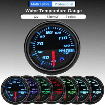 

Universal Car 2" 52mm 12V Black 7 Color LED Water Coolant Temperature Temp Gauge Meter