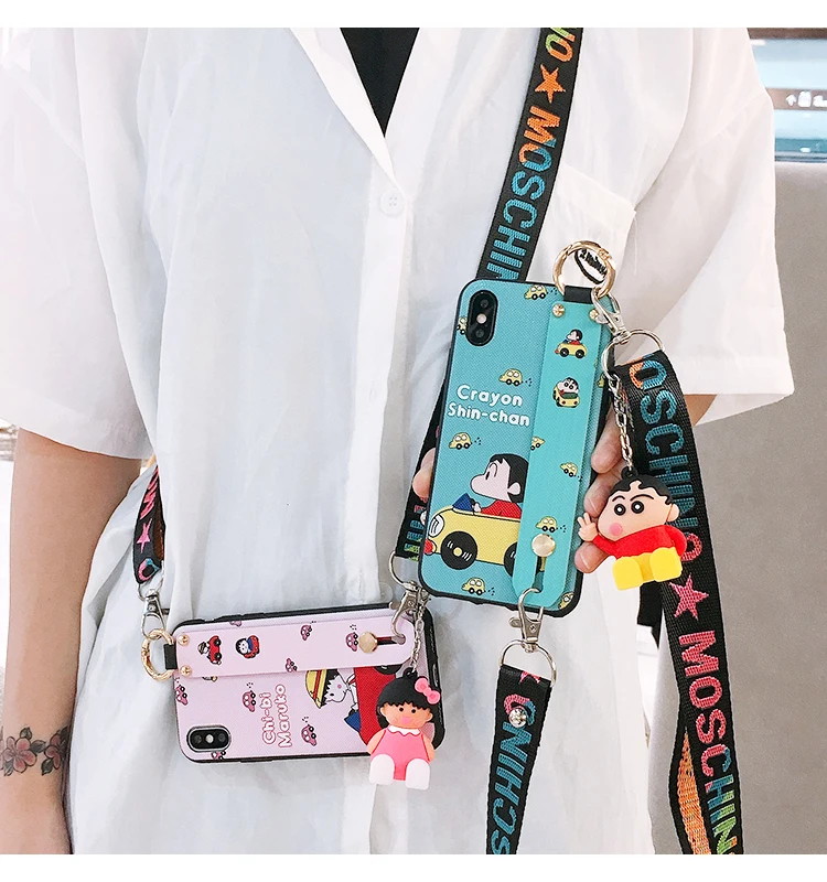 Oneplus 7 pro Crayon Shin-Chan Wrist Strap Soft TPU Phone Case for Oneplus 3 3T 1+5 5T One plus6 6T 1+7 Cute Case+ toy+ Strap