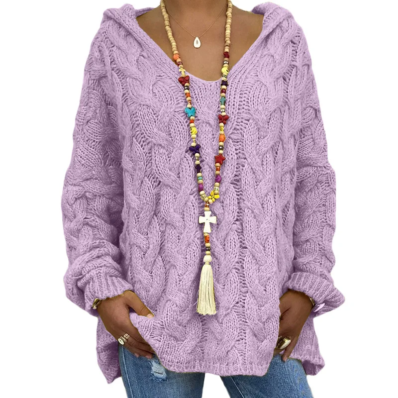High quality plus size women's sweater loose pullover knit hooded 2020 autumn and winter fashion | Женская одежда