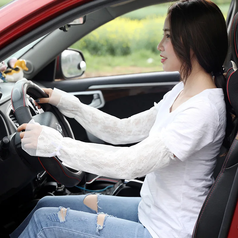 

New Style Outdoor Sun-resistant Cuff Women's Large Size Ice Sleeve Double Layer Lace Riding Arm to Cover
