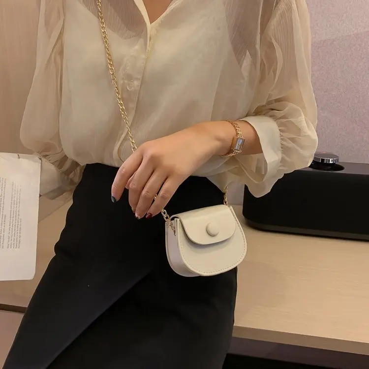 

Mini Small Bag Women's 2019 Summer Saddle Western Style Chain Korean-style Shoulder Bag Versitile Fashion Textured New Style Bag