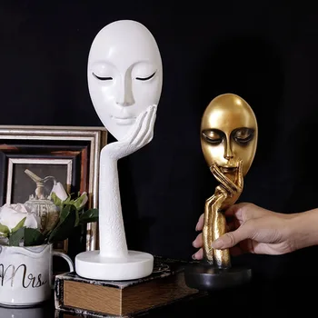

American Abstract Mask Face Sculpture Creative Modern Art Ornaments Nordic Home Office Desktop Decoration Wedding Gift