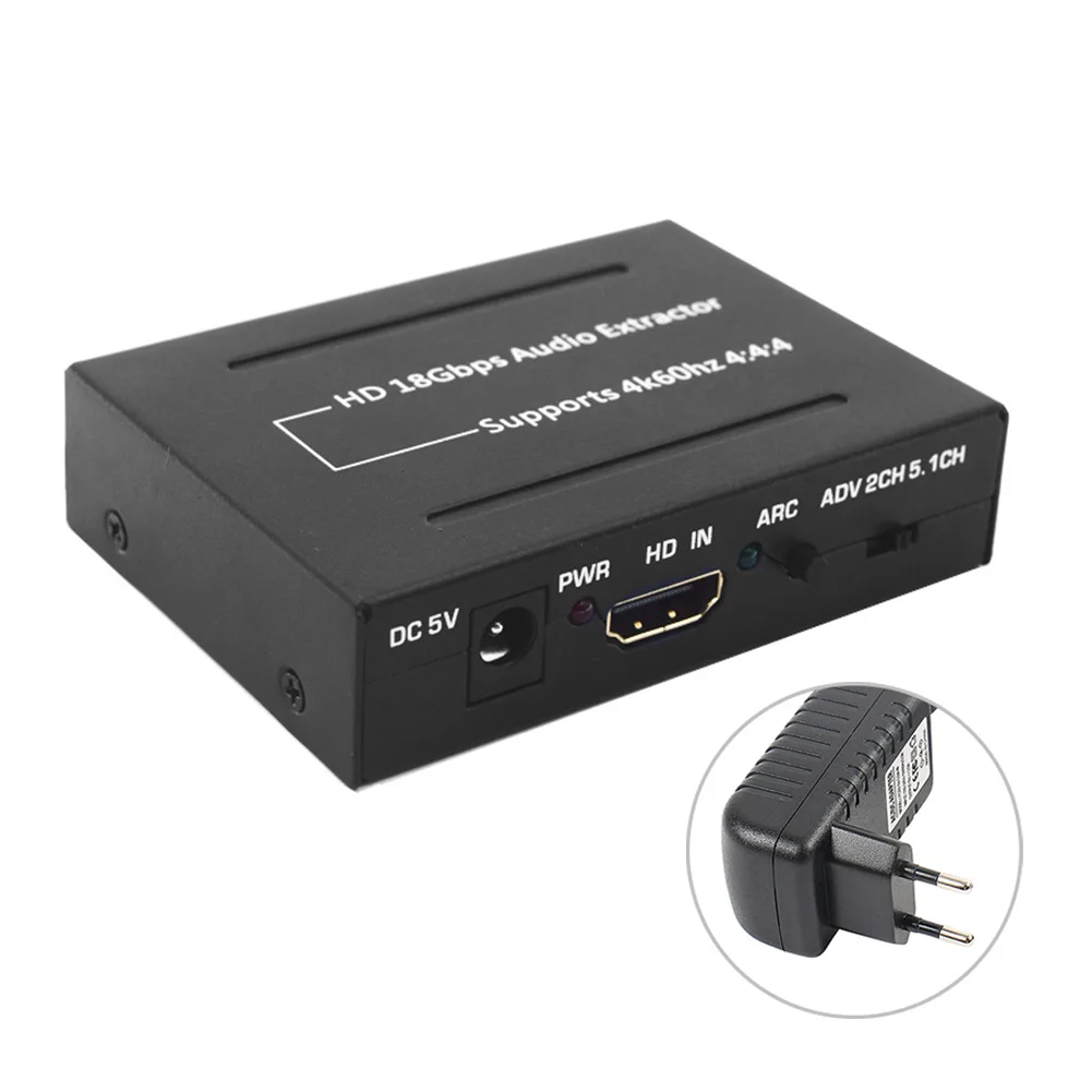 EU Plug HDMI To HDMI With SPDIF Optical RCA 2.0CH 5.1CH Audio Output HD 2.0 18Gbps Audio(SPDIF+R/L) Extractor For Projector TV - Цвет: EU Plug