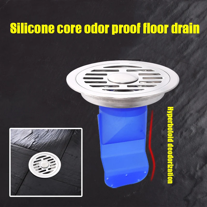 

Silicone Anti-odor Stainless Steel Cover Floor Drain Core Kitchen Gadgets Sewer Accessories Round Deodorant DG23