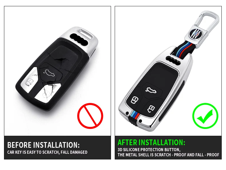 Custodia/cover per Chiave/telecomando in lega di zinco per AUDI A4 A4L A5 Q5 Q7 TT 2016 2017 portachiavi 2016 2017 2018 Styling - Habbc01c3bcb549b5b72517fe3d83e3e4b