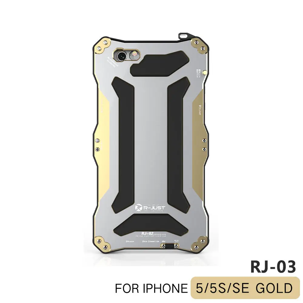 R-just дизайн антидетонационный чехол для iPhone5 S 6 7 8 6S 7p 8p металлический алюминиевый роскошный жесткий Броня великолепные синие чехлы для телефонов - Цвет: Golden