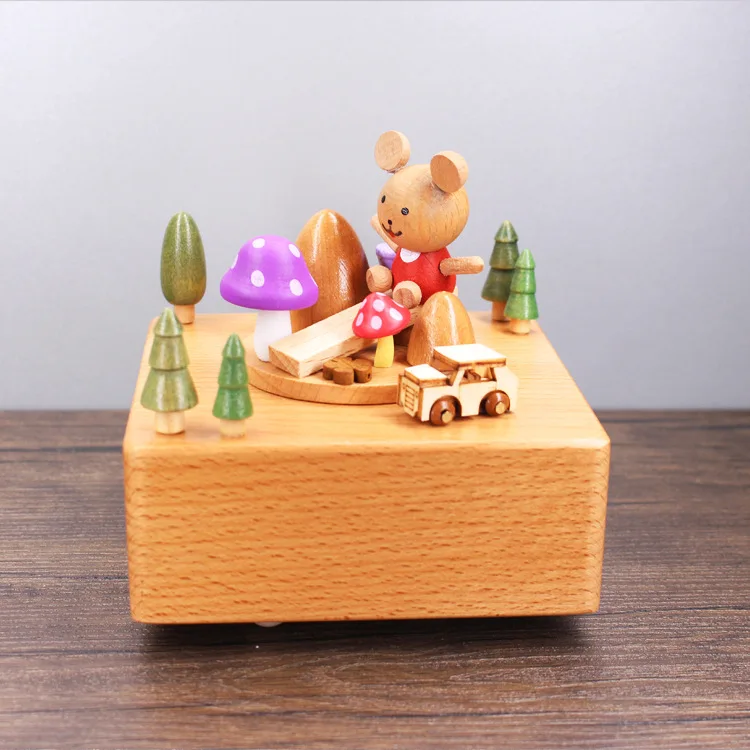 Cutebee Zakka карусель музыкальные коробки деревянная музыкальная шкатулка изделия из дерева ретро подарок на день рождения винтажные аксессуары для украшения дома - Цвет: 6535