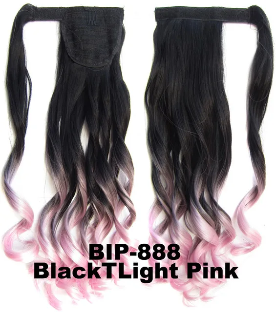 jeedou Ponytail Wavy Hair Black Color Wrap Around Ponytail Extensions Synthetic Hair Ribbon Trend Undone and Messy