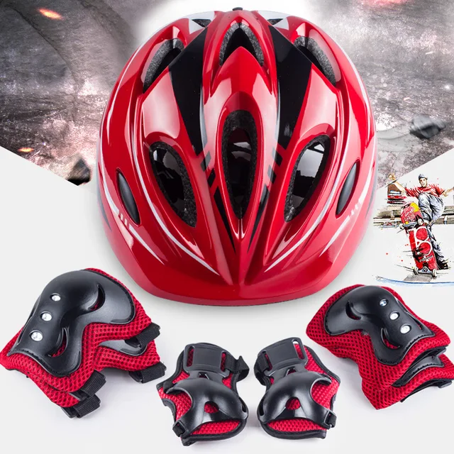 US $21.42 Children Roller Skating Helmet Protector Bicycle Helmet Full Set Skateboard Skating Roller Skates S
