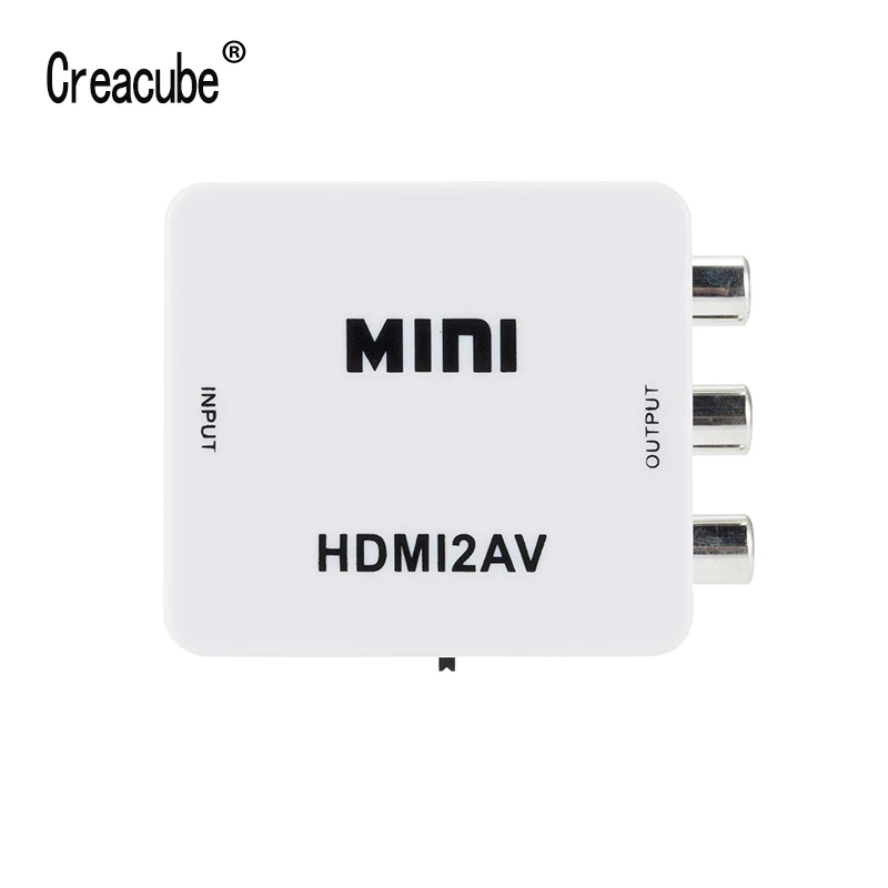 

Creacube HDMI TO AV Scaler Adapter HD Video Converter Box HDMI to RCA AV/CVSB L/R Video 1080P HDMI2AV Support NTSC PAL