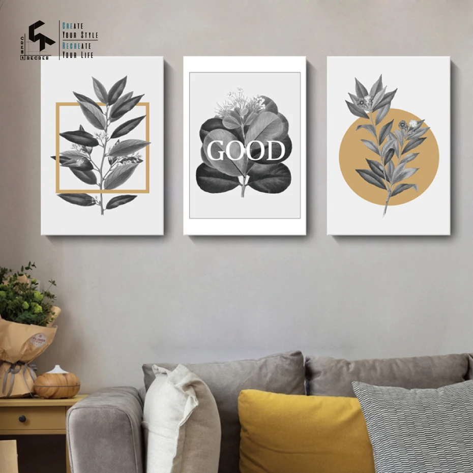 

CREATE&RECREATE Nordic Poster Leaves Posters And Prints Canvas Art Wall Painting Decorative Picture for Living Room CR1810110062