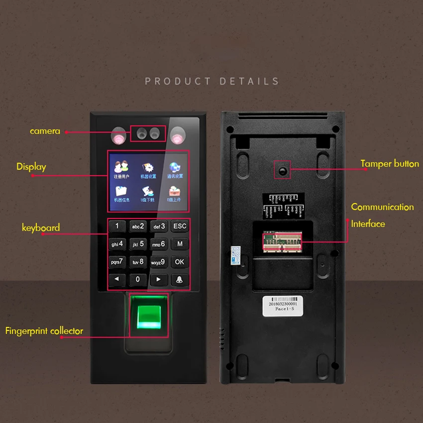 Отпечаток лица пароль посещаемость времени машина работник проверка-в регистратор ЖК-экран DC 12 В посещаемость времени, u-диск