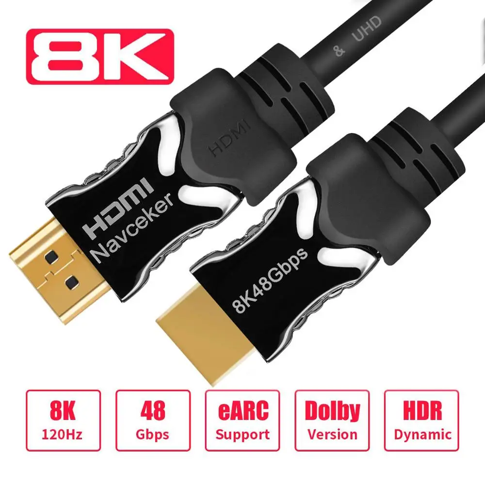 Лучшие 8K 48 Гбит/с 2,1 HDMI кабели 4K HDMI 2,1 кабель eARC Кабо HDMI 2,1 UHD динамический HDR HDMI 2,1 кабель для 8K samsung QLED tv - Цвет: Красный