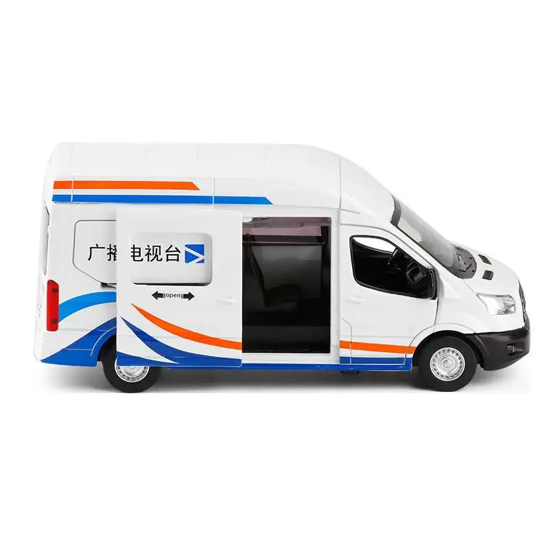 Горячая 1:35 Ford Transit бизнес модель автомобиля, моделирование литья под давлением звук и свет обратно к модели автомобиля из сплава
