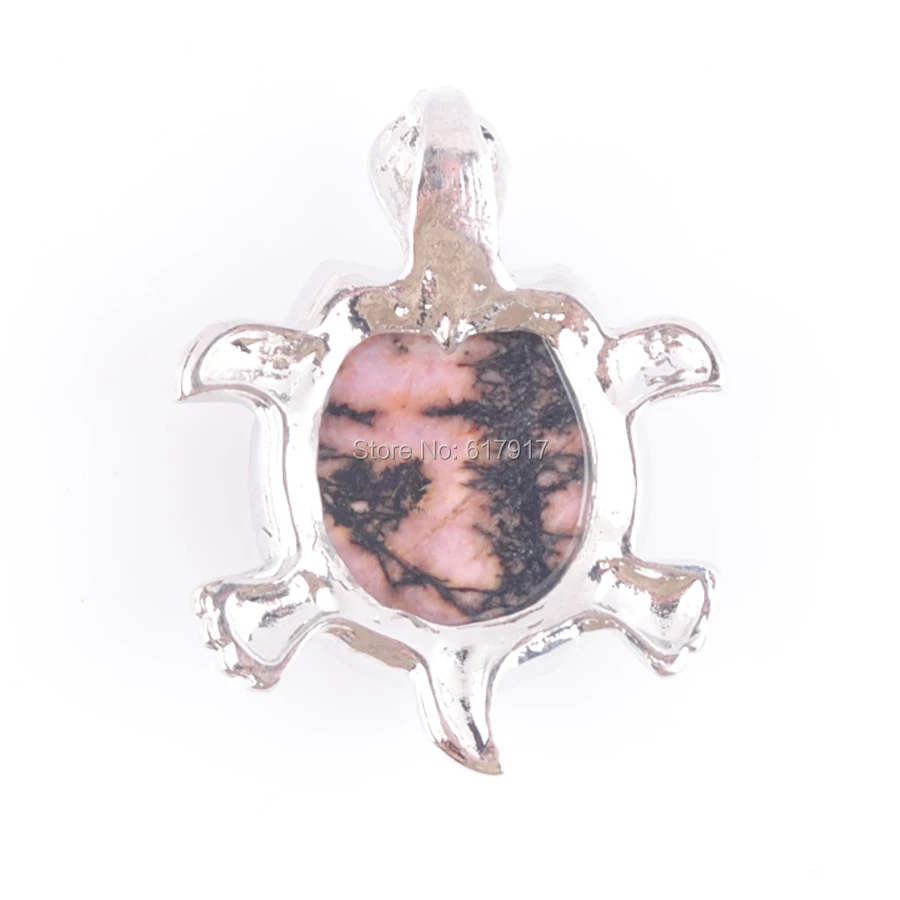 Серьги Кулон& ожерелье натуральный Родонит камень в форме черепахи Подвески из бисера женские модные ювелирные изделия чакра цепь 1" TN3734