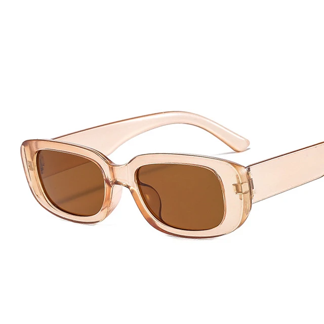 MADELINY 2022 New Small Frame Rectangle Sunglasses Women/Men Brand Design Vintage Sun Glasses Trend Style Eyeglasses UV400 MA423 Champagne-Brown