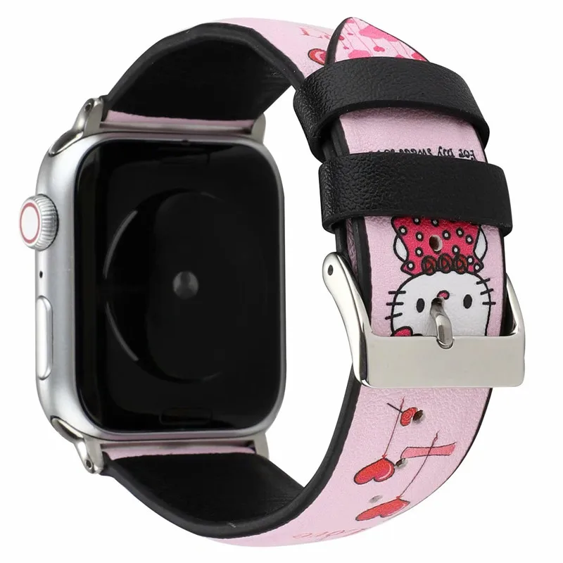 Обувь из натуральной кожи с рисунком ремешок для наручных часов Apple Watch, версии 4 спортивные сменный Браслет аксессуары 40/44/42/38 мм для