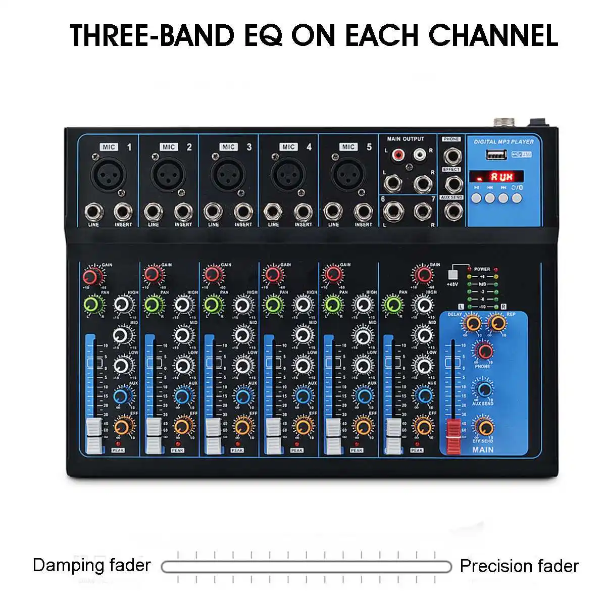 7 kanal bluetooth Digitale Mikrofon Sound Mixer mit USB DJ Sound Mischpult 48V Verstärker Für Karaoke KTV Spiel teil 7 kanal bluetooth Digitale Mikrofon Sound Mixer mit USB DJ Sound Mischpult 48V Verstärker Für Karaoke KTV Spiel teil